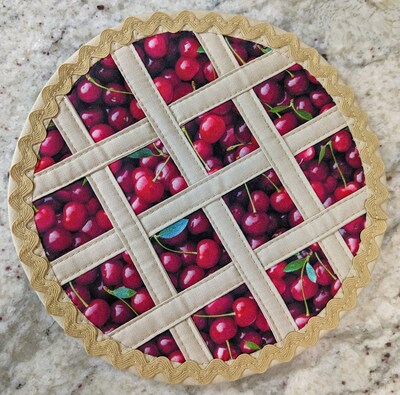 Fruit Pie Potholder Trivet 8 inch Lattice Pie - image6